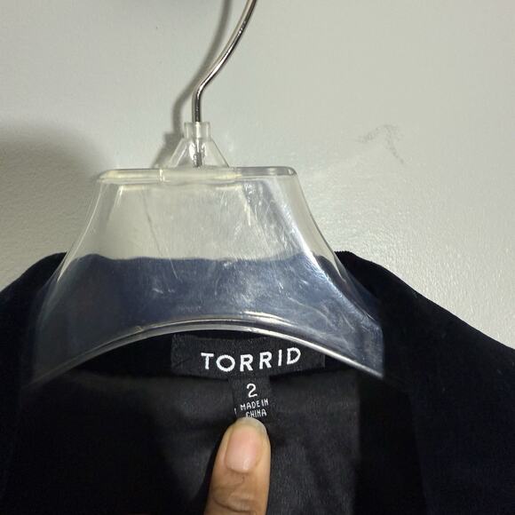 Torrid Plus Size 2X Black Velvet Military Blazer Jacket Good Buttons - Picture 3 of 5